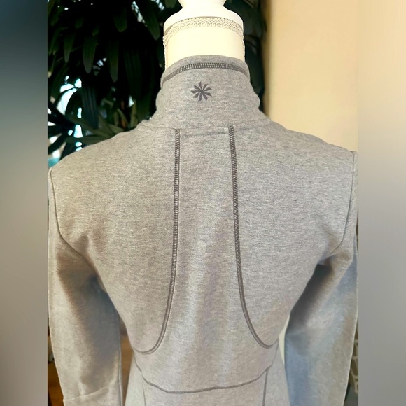 💗💕Athleta Grey Knit Quarter zip LS SLIMMING Sports Knit Fitted Mini Dress S💗💕 - Picture 5 of 8